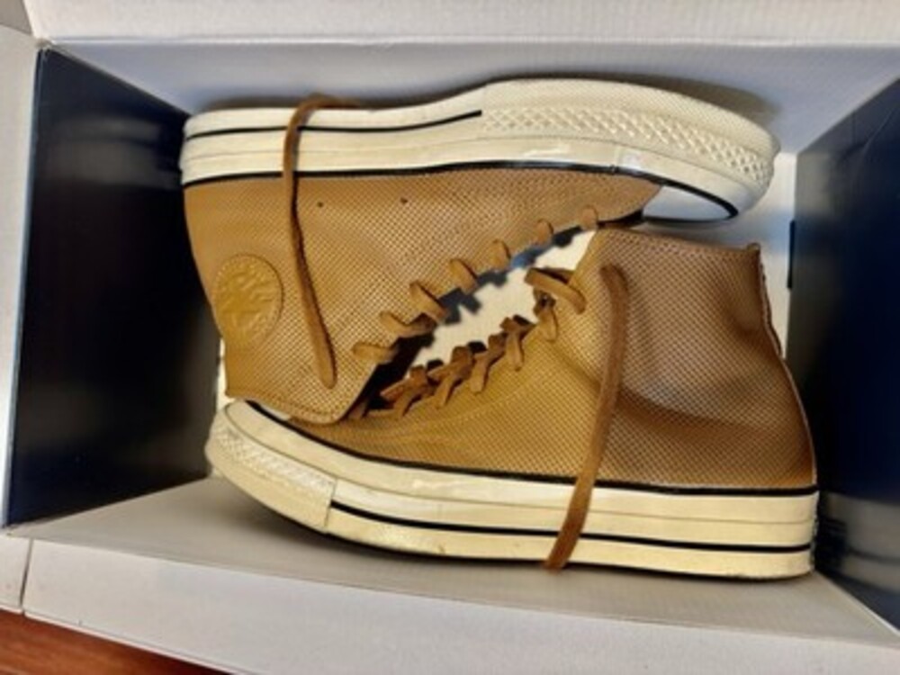 Converse Chuck 70 Leather High Top Sneakers Warm Tan A09148C Brown Men size 8